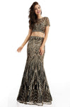 Sexy Sequined Floor Length Short Sleeves Sleeves Mermaid Jeweled Neck Evening Dress/Prom Dress