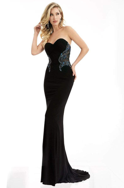 Strapless Natural Waistline Sweetheart Floor Length Sheath Jersey Beaded Open-Back Back Zipper Fitted Cutout Illusion Sheath Dress with a Brush/Sweep Train