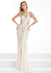 Jersey Natural Waistline Mermaid Halter Sweetheart Cutout Open-Back Dress with a Brush/Sweep Train