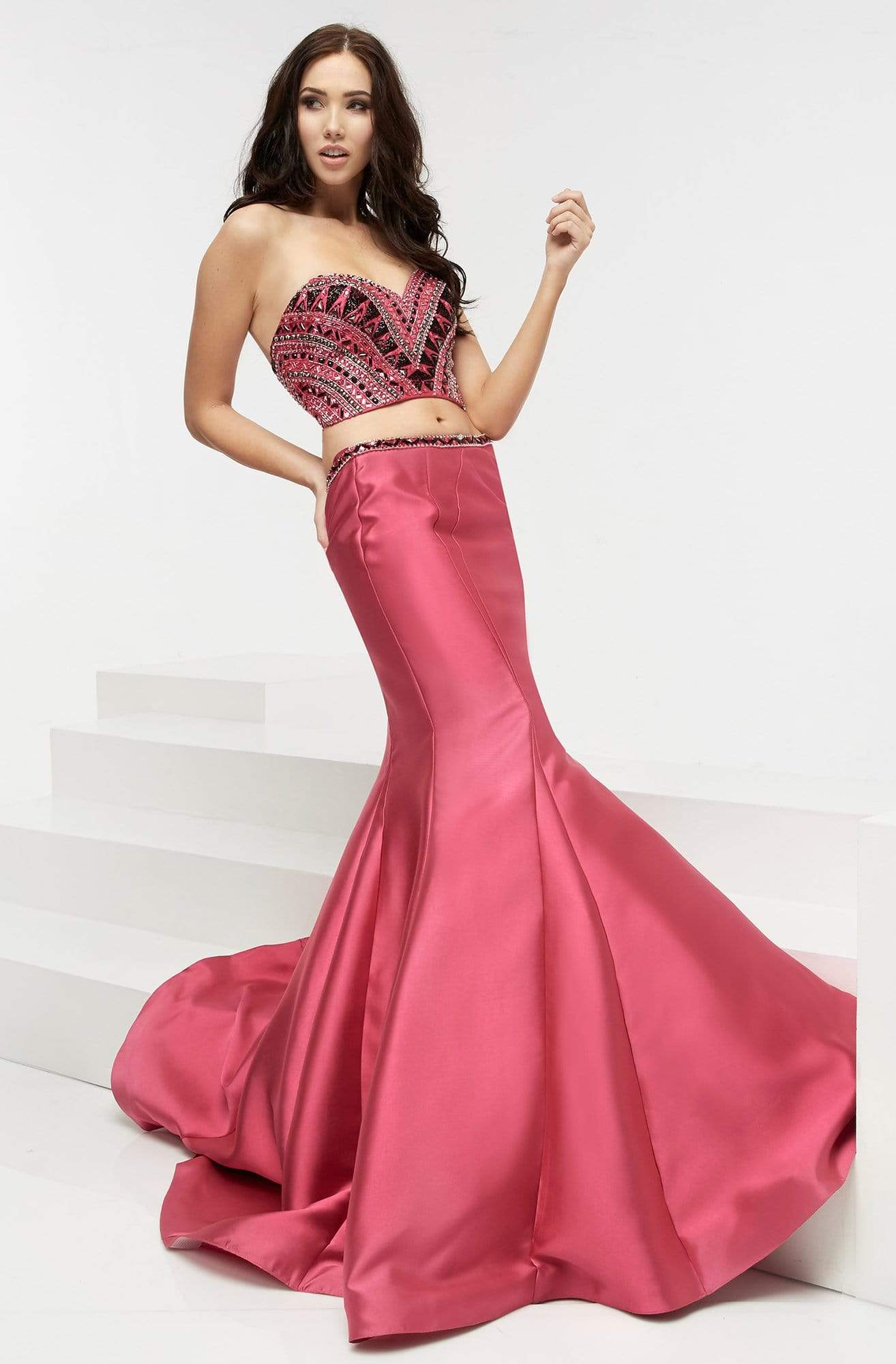 Jasz Couture - Two-Piece Strapless Mermaid Gown 6082