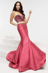 Strapless Sweetheart Mermaid Satin Natural Waistline Floor Length Open-Back Beaded Evening Dress