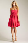 A-line Strapless Short Back Zipper Ruched Shirred Open-Back Empire Waistline Smocked Sweetheart Dress