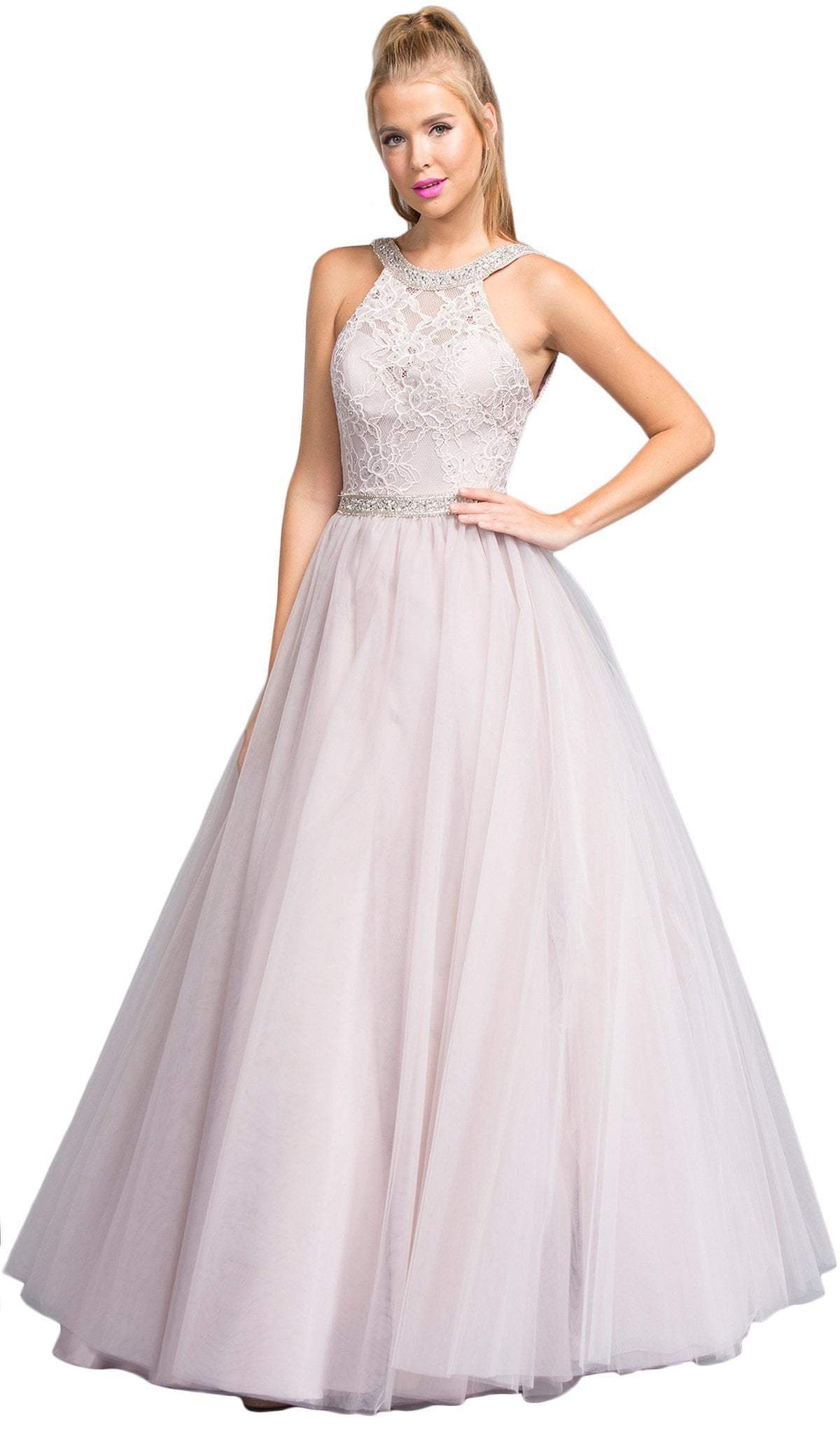 Aspeed Design - Jeweled Lace Halter Prom Ballgown
