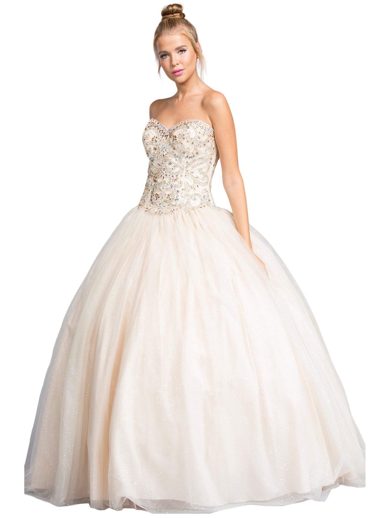 Aspeed Design - Jeweled Strapless Sweetheart Evening Ballgown
