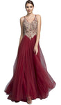 A-line V-neck 2013 Basque Waistline Floor Length Sleeveless Jeweled Fitted Evening Dress/Prom Dress