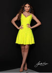 A-line V-neck Velvet Sleeveless Spaghetti Strap Natural Waistline Sequined Lace-Up Short Dress