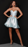 Tall A-line Strapless Sweetheart Natural Waistline Cocktail Short Self Tie Fitted Open-Back Lace-Up Dress