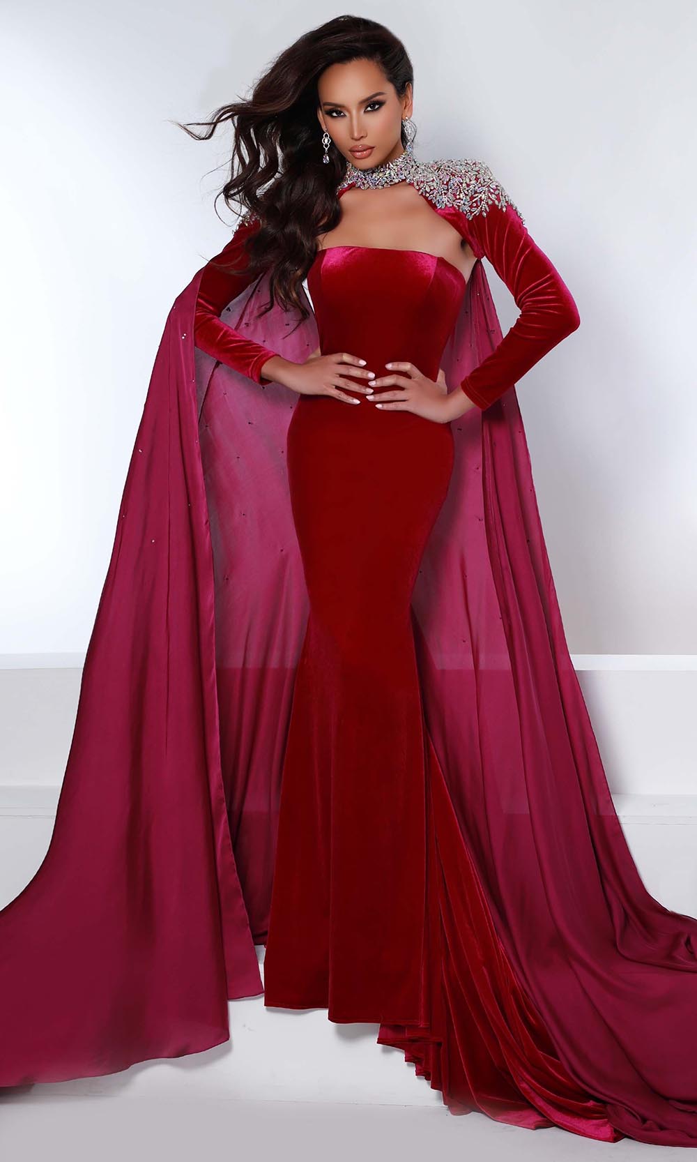 Johnathan Kayne - 2453 Straight Across Mermaid Long sleeve Gown
