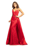 V-neck Flutter Sleeves Sleeveless Floor Length Natural Waistline Sheath Open-Back Back Zipper Sheath Dress