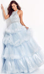 A-line Halter Tiered Sleeveless Dress by Jovani