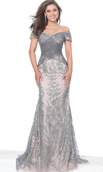Polyester Short Sleeves Sleeves Off the Shoulder Mermaid Crystal Fitted Embroidered Hidden Back Zipper Ruched Mesh Natural Waistline Sweetheart Mother-of-the-Bride Dress with a Brush/Sweep Train
