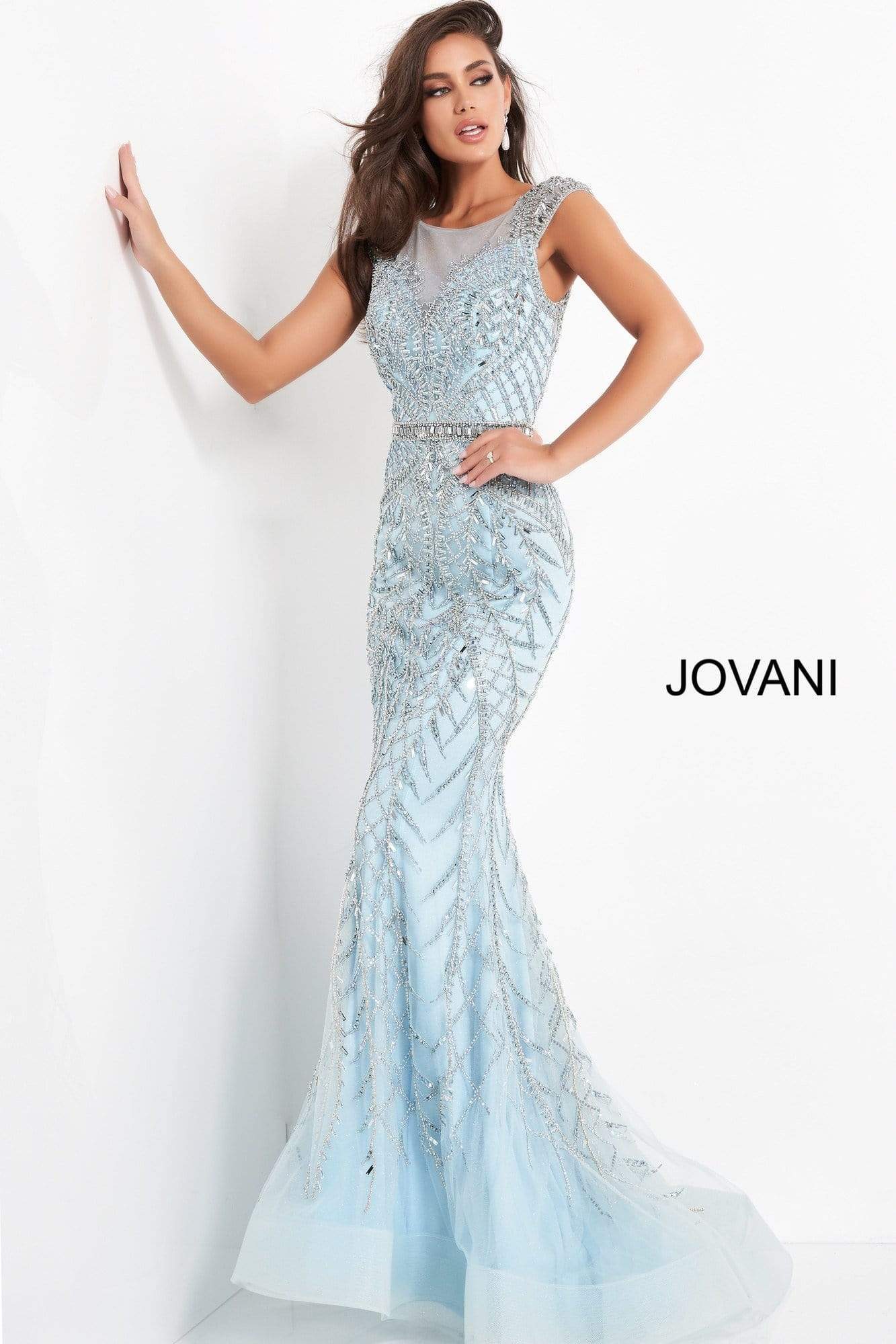 Jovani - 02336 Embellished Scoop Neck Trumpet Dress#N#– Couture Candy