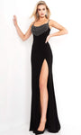 Open-Back Lace-Up Draped Slit Spaghetti Strap Sheath Scoop Neck Natural Waistline Sheath Dress with a Brush/Sweep Train