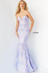 Strapless Floor Length Hidden Back Zipper Open-Back Fitted Sheer Sequined Plunging Neck Sweetheart Fit-and-Flare Mermaid Natural Waistline Dress with a Brush/Sweep Train