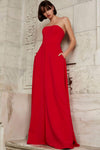 Strapless Natural Waistline Hidden Back Zipper Tube Floor Length Straight Neck Evening Dress/Jumpsuit