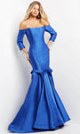 Floor Length Back Zipper Open-Back Fitted Dropped Princess Seams Waistline Mermaid Off the Shoulder Evening Dress with a Brush/Sweep Train With Ruffles