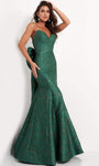 Tall Strapless Sweetheart Metallic Natural Waistline Open-Back Hidden Back Zipper Jacquard Fitted Fit-and-Flare Mermaid Evening Dress With a Bow(s)