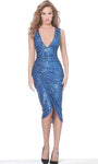 V-neck Cocktail Above the Knee Sleeveless Fitted Ruched Hidden Back Zipper Sequined Natural Waistline Plunging Neck Sheath Sheath Dress/Party Dress