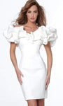 Sheath Fitted Off the Shoulder Natural Waistline Cocktail Short Sheath Dress/Party Dress With Ruffles