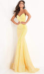 Sophisticated V-neck Strapless Sweetheart Floor Length Fit-and-Flare Mermaid Natural Waistline Hidden Back Zipper Fitted Sequined Open-Back Prom Dress with a Brush/Sweep Train