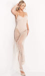 Sexy Sleeveless Spaghetti Strap Sheath Natural Waistline Scoop Neck Beaded Sheer Open-Back Fitted Back Zipper Sheath Dress