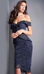 Fitted Sequined Slit Embroidered Above the Knee Off the Shoulder Sheath Natural Waistline Sheath Dress