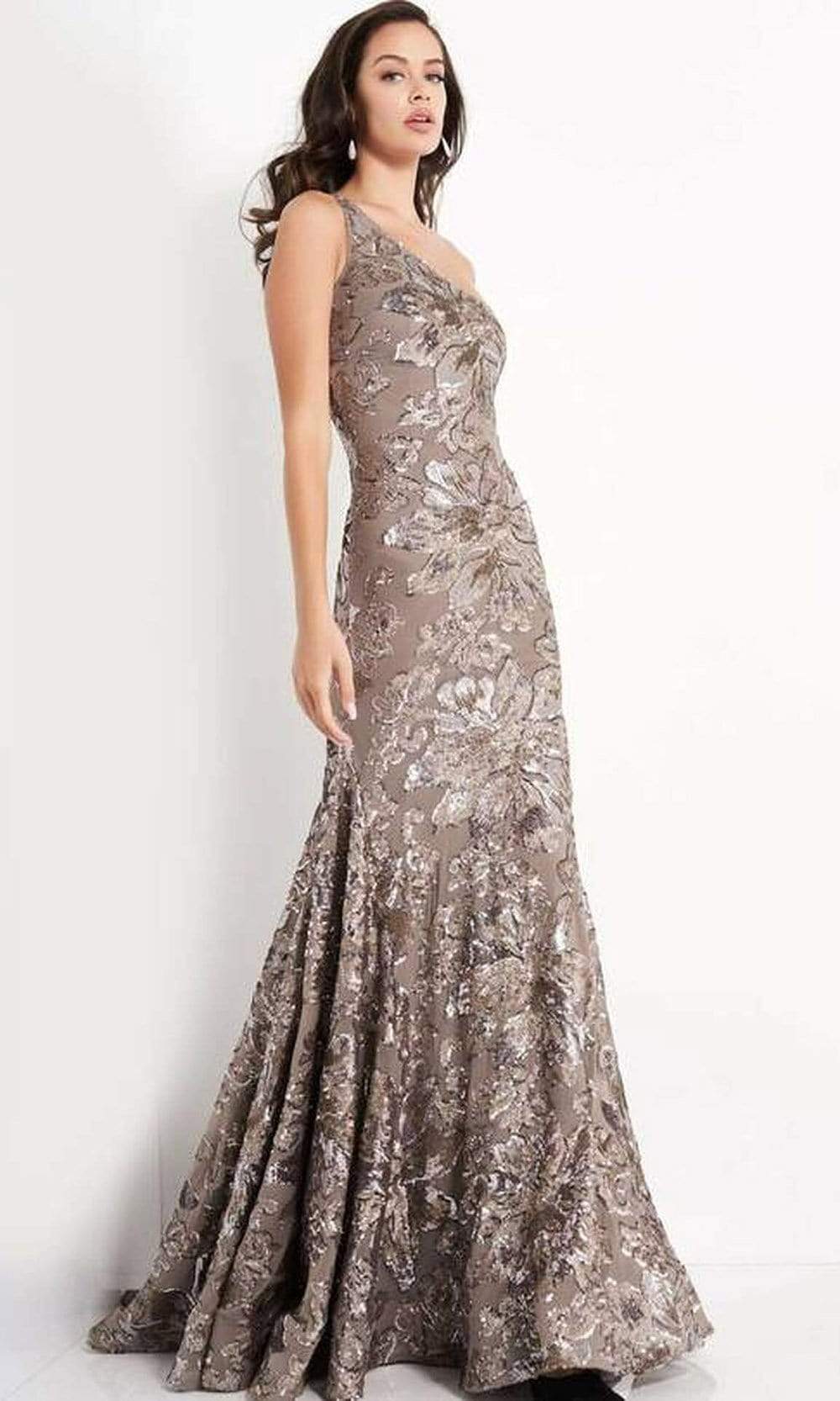 Jovani - 05076 One Shoulder Sequin Embroidered Mermaid Gown
