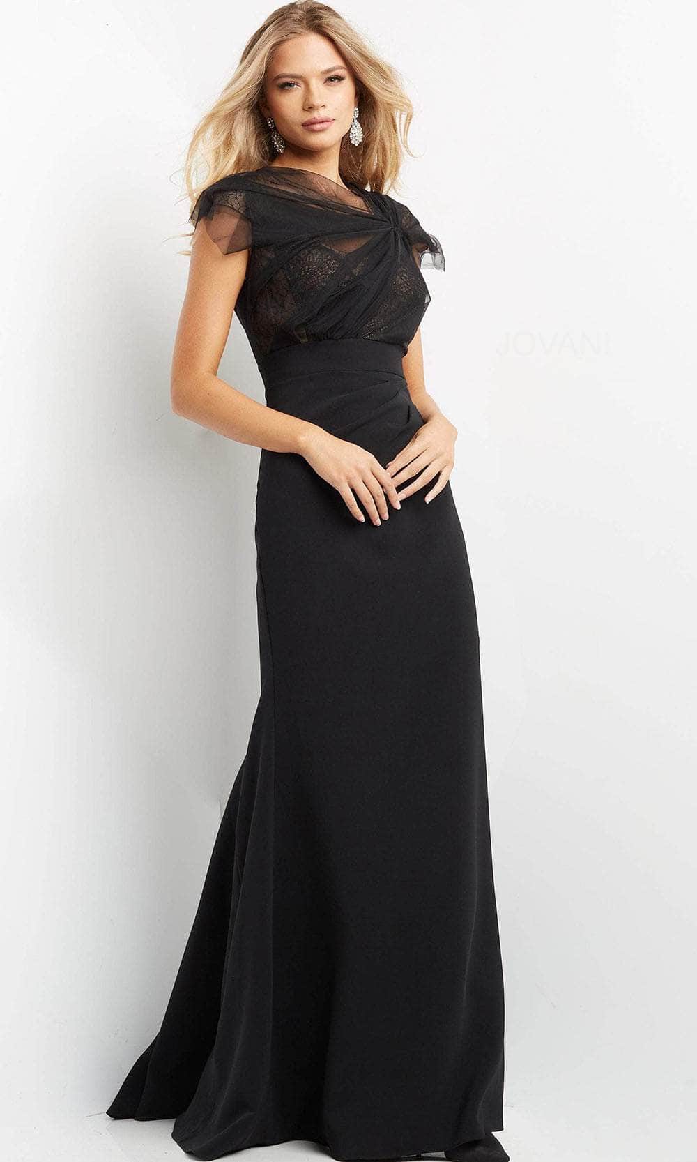Jovani 05675 - Cap Sleeve Tulle Evening Dress
