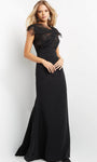 Mermaid Empire Waistline Cap Sleeves Fitted Illusion Asymmetric Cutout Ruched Floor Length Evening Dress/Party Dress with a Brush/Sweep Train