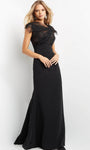 Cutout Illusion Asymmetric Ruched Fitted Mermaid Empire Waistline Cap Sleeves Floor Length Evening Dress/Party Dress with a Brush/Sweep Train