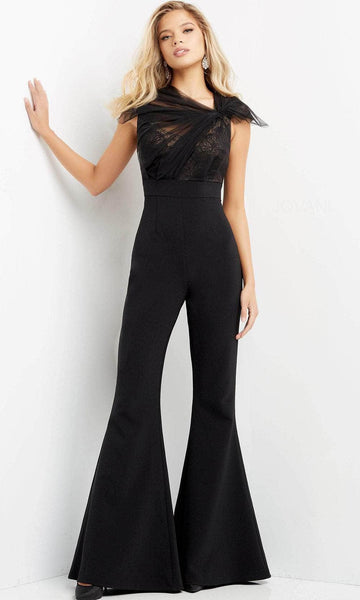 Cap Sleeves Illusion Ruched Cutout Asymmetric Empire Waistline Floor Length Evening Dress/Jumpsuit