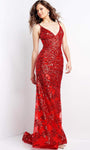 V-neck Backless Beaded Applique V Back Sheath Natural Waistline Lace Sleeveless Sheath Dress with a Brush/Sweep Train