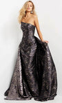 A-line Strapless Fall Open-Back Fitted Natural Waistline Floor Length Straight Neck Evening Dress with a Court Train