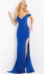 Floor Length Mermaid Off the Shoulder Corset Natural Waistline Slit Fitted Evening Dress with a Brush/Sweep Train