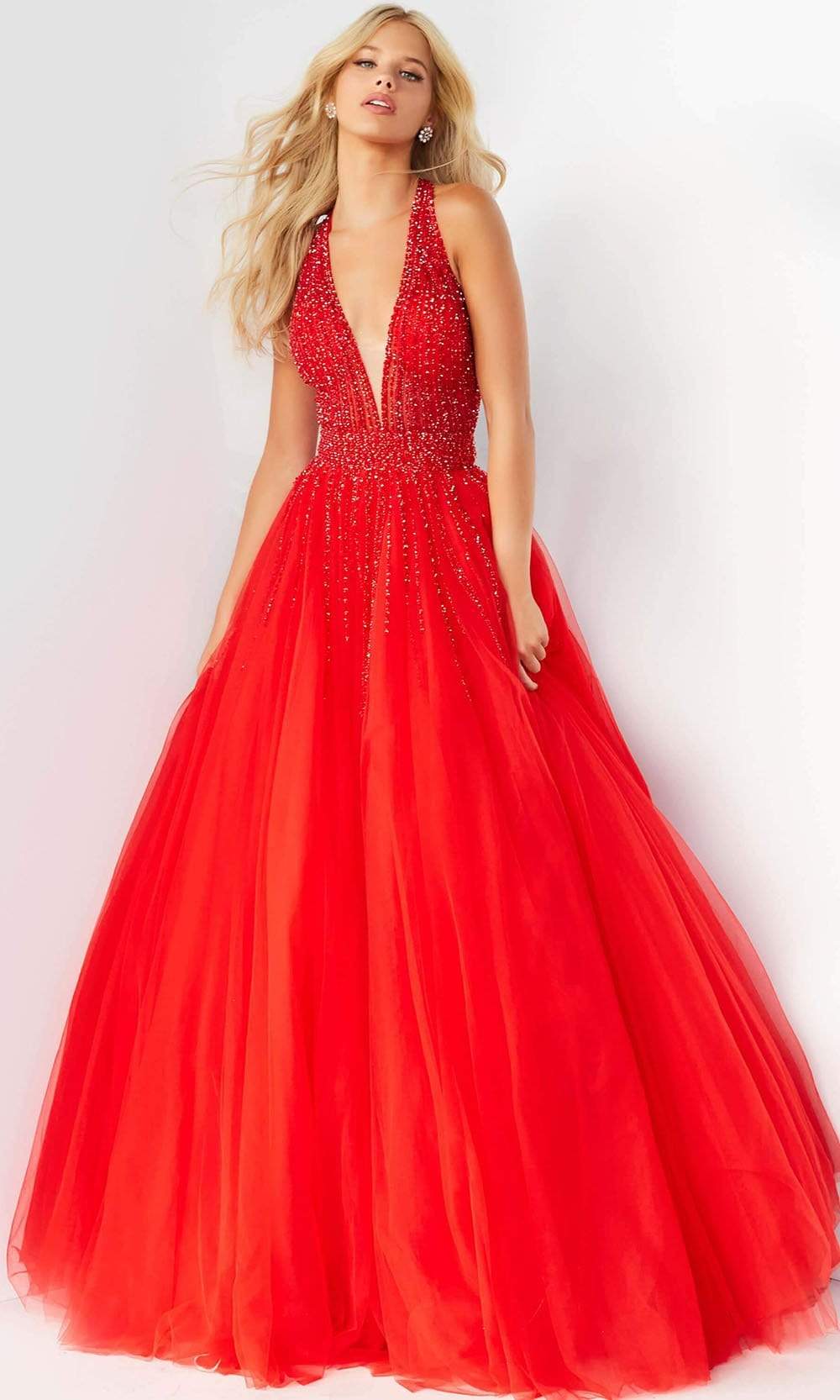 Jovani - 06598 Beaded Sleeveless Halter Ballgown
