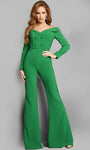 Back Zipper Natural Waistline Floor Length Long Sleeves Off the Shoulder Jumpsuit