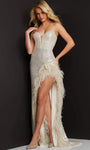 Strapless Plunging Neck Sweetheart Sheath Fitted Open-Back Illusion Slit Back Zipper Sequined Natural Waistline Sheath Dress with a Brush/Sweep Train