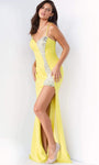 Tall Spaghetti Strap Metallic Sweetheart Jeweled Slit Beaded Natural Waistline Sheath Sheath Dress with a Brush/Sweep Train