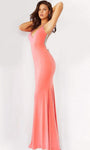 07297 Plunging V neck Prom Trumpet Dress