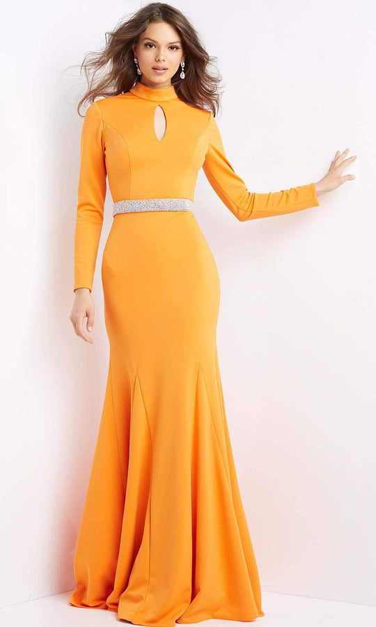 Orange Long Prom Dresses with Rhinestones High Neck – loveangeldress