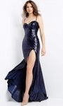 Sexy Slit Fitted Mermaid Sweetheart Natural Waistline Sleeveless Dress with a Brush/Sweep Train