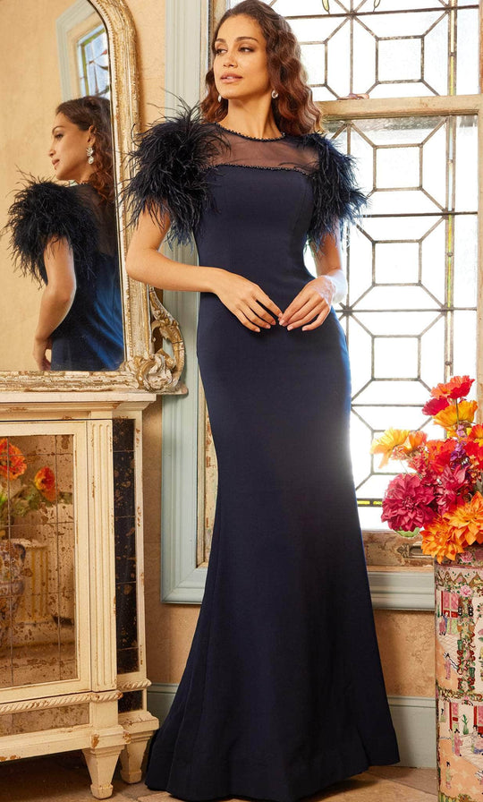 La Femme Gigi- 24412 Graceful Lace Bateau Sheath Long Evening Gown –  Couture Candy