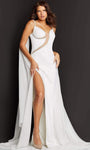 Tall Sweetheart Mermaid Natural Waistline Sheer Draped Fitted Open-Back Slit Illusion Back Zipper Metallic Spaghetti Strap Dress with a Brush/Sweep Train