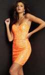 Strapless Sweetheart Fitted Sequined Short Sheath Natural Waistline Sheath Dress