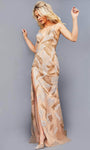 V-neck Sheath Sleeveless Slit Beaded Cutout Mesh Sheath Dress/Evening Dress with a Brush/Sweep Train by Jovani