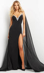 Sexy Sophisticated V-neck Strapless Sheath Natural Waistline Halter Plunging Neck Backless Sheer Slit Beaded Lace Spaghetti Strap Sheath Dress/Evening Dress with a Brush/Sweep Train