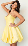 A-line Strapless Lace-Up Fitted Open-Back Sweetheart Fit-and-Flare Bubble Dress Cocktail Short Natural Waistline Dress