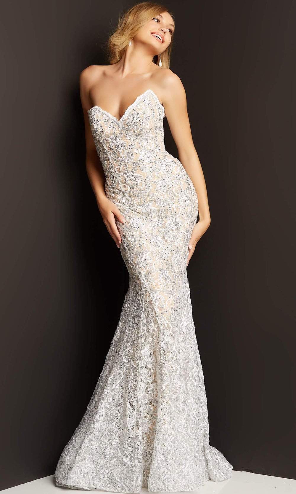 Jovani - 08215 Strapless Lace Mermaid Gown
