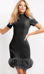 Cutout Back Zipper Natural Waistline Cocktail Above the Knee Sheath High-Neck Short Sleeves Sleeves Sheath Dress/Party Dress