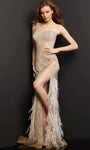 Sexy Sophisticated Strapless Natural Waistline Floor Length Asymmetric Sheer Beaded Fitted Mermaid Halter One Shoulder Sleeveless Lace Dress with a Brush/Sweep Train